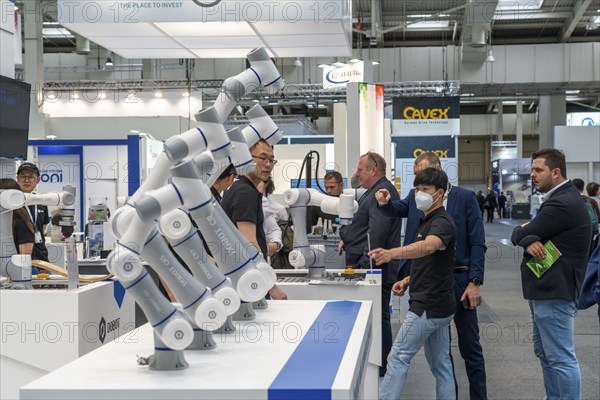 First day at Hannover Messe 2022, industrial trade fair, after a 2-year corona break, exhibition