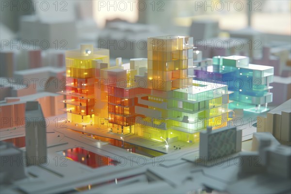 Architectural model made of plastic, illuminated, model making for architecture, design,