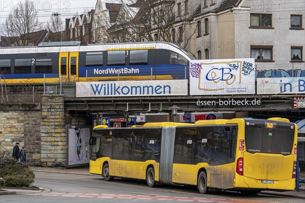 Ruhrbahn transport bus, at Essen-Borbeck S-Bahn station, interface between rail transport,