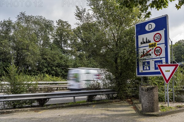 The border crossing Straelen, between Germany and the Netherlands, motorway A40 and A67 in NL,