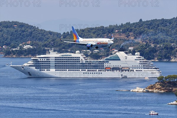 A Boeing 737-800 Jet2 aircraft with registration G-JZBP at Skiathos Airport, Greece, Europe