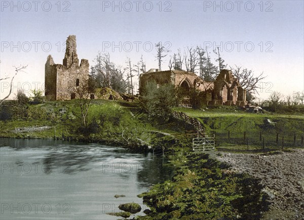 Lincluden Abbey, Dumfries, Scotland, Historic, digitally restored reproduction from a 19th century