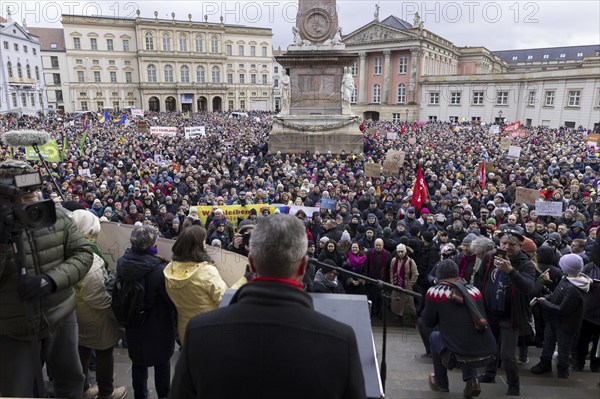 The Lord Mayor of Potsdam Mike Schubert speaks at the rally, Potsdam defends itself, a rally of the