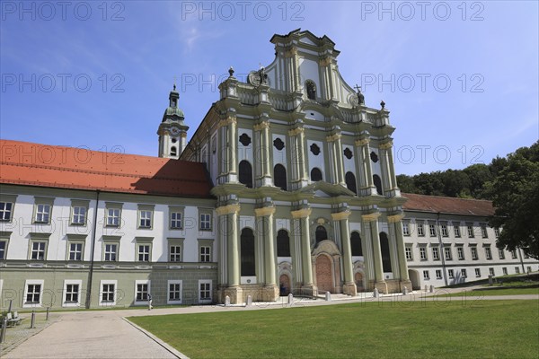 Facade of the Cistercian Abbey Church Fürstenfeld in Fürstenfeldbruck, Upper Bavaria, Bavaria,