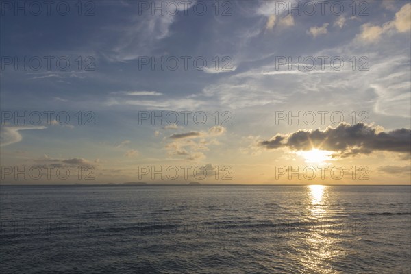 Sunset over the sea with blue sky, Malaysia, Asia