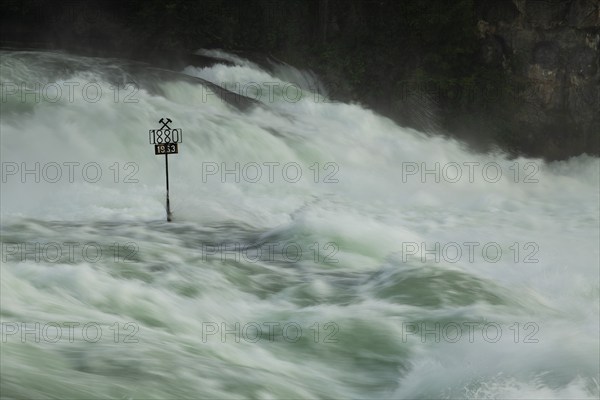 Rapids with an extreme amount of water in the Rhine Falls, Schaffhausen