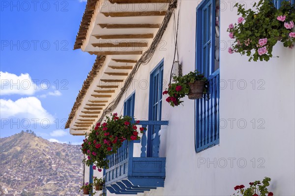 Peru, Cusco, historic colorful colonial buildings and architecture of San Blas district of