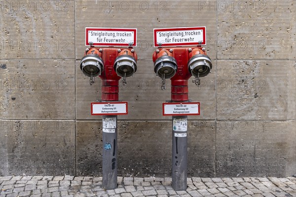 Riser dry. Fire protection at Alexanderplatz in Berlin, Germany, Europe