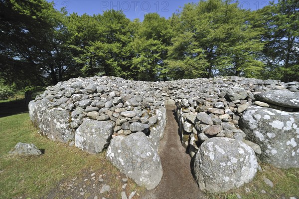 Prehistoric Burial Cairns of Balnuaran of Clava, also called Clava Cairns at the Scottish