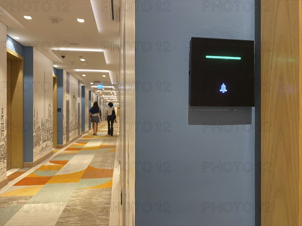 Interior view control panel doorbell, room service, room service, cleaning, green, corridor, Hotel