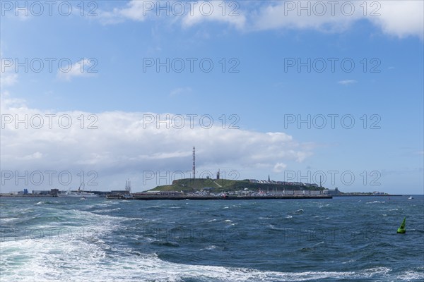 View from south-west to the offshore island of Heligoland, harbour facilities, cliff coast,