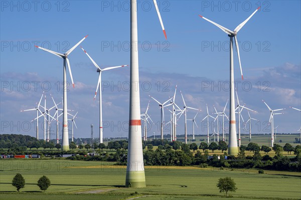 Wind farm north-east of Bad Wünnenberg, East Westphalia Lippe, Paderborn district, with the A44