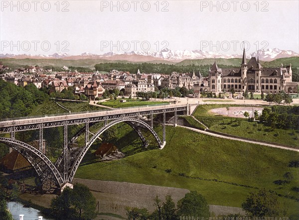 From Hotel Bellevue, Berne, Switzerland, Historic, digitally restored reproduction from a 19th