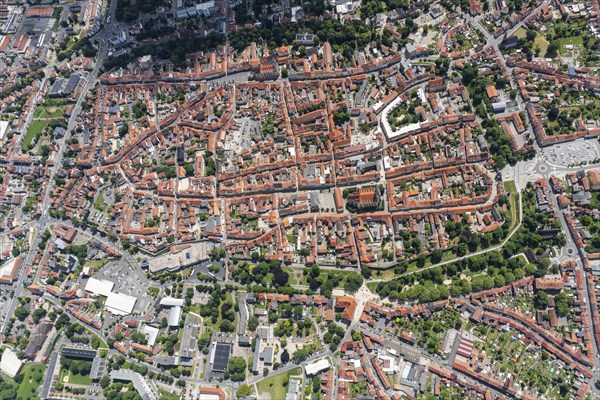 Aerial view, Mühlhausen, Thomas Müntzer City, Thuringia, Germany, Europe
