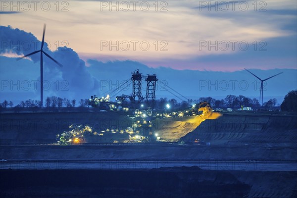 Opencast lignite mine Garzweiler 2, bucket wheel excavator, excavator at the hamlet of Lützerath,