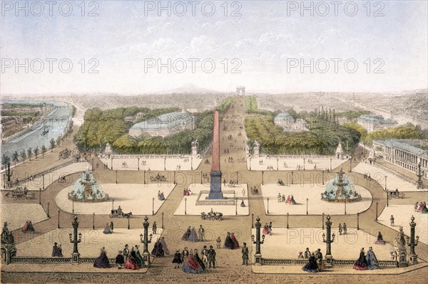Place de la Concorde, Paris around 1870, France, Historical, digitally restored reproduction from a