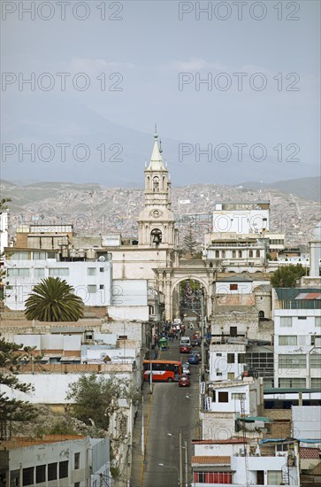 City view Arequipa, in front the cathedral, Province Arequipa, Peru, South America