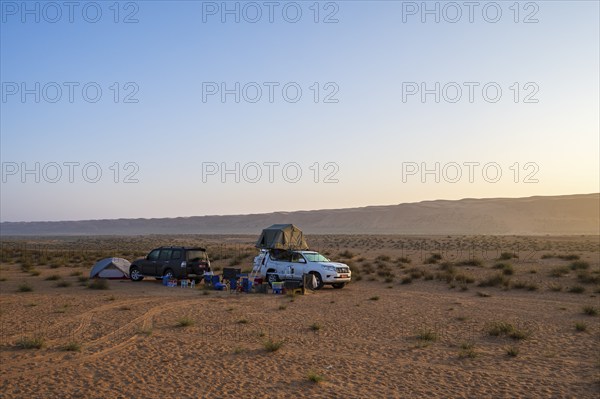 Camp in desert, sand dunes, Wahiba-Sands desert, Sharqiya sand, Oman, Asia
