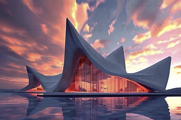 KI generated architectural structure melding computer aided design illustrations with genuine