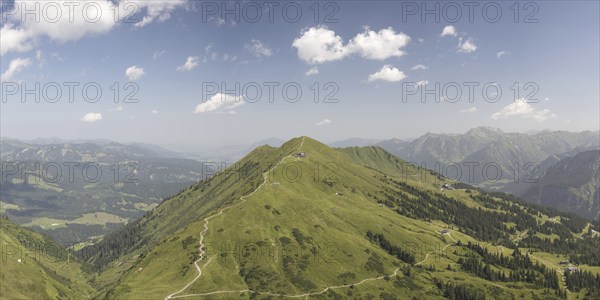 Panorama from the Kanzelwand, 2058m to the Fellhorn, 2038m, Oberallgäu, Allgäu, Bavaria, Germany,