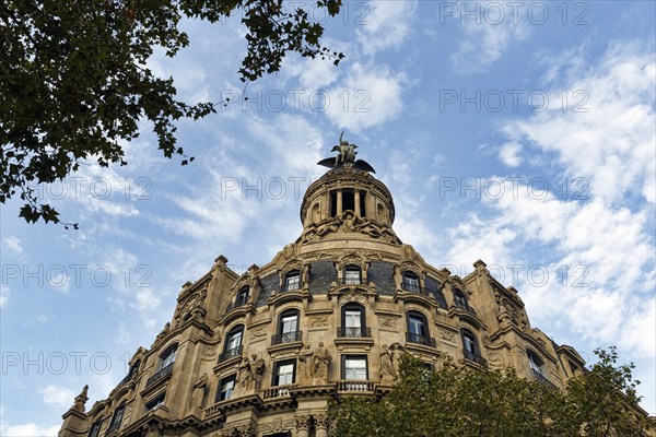 Modernist building, former headquarters of La Union y el Fenix, ornate façade, Passeig de Gracia,