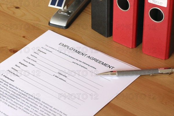 Blank form of an employment contract in English