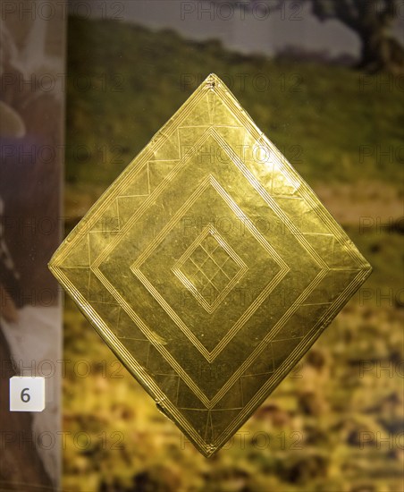 Gold lozenge-shaped sheet from the Bush Barrow chieftain burial site. With permission of Wiltshire