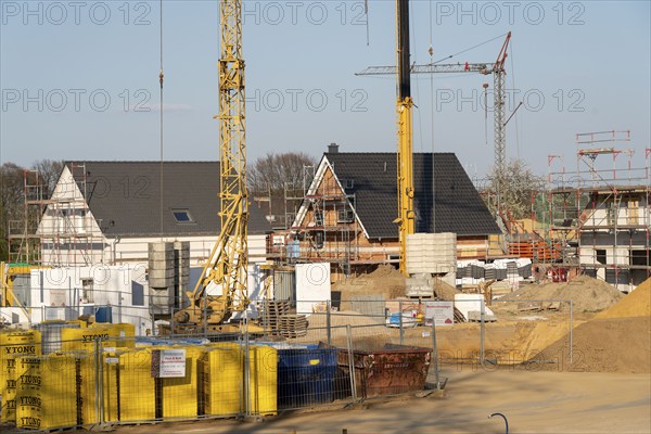 New development area, Am Schwan, in Wesel, where 70 detached and semi-detached houses are being