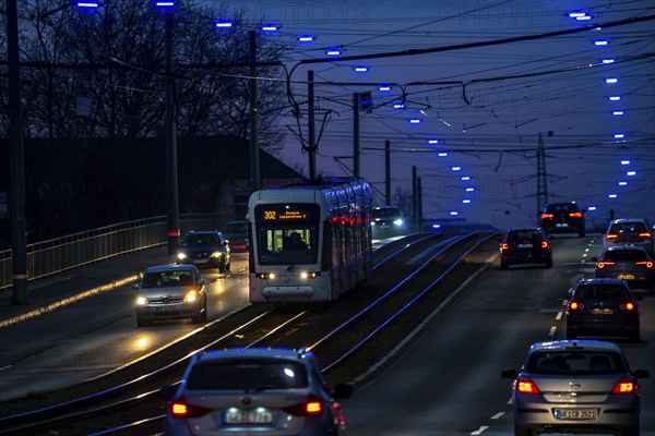 The Blue Ribbon, a light installation along Kurt-Schumacher-Straße, in Gelsenkirchen Schalke, 2.7