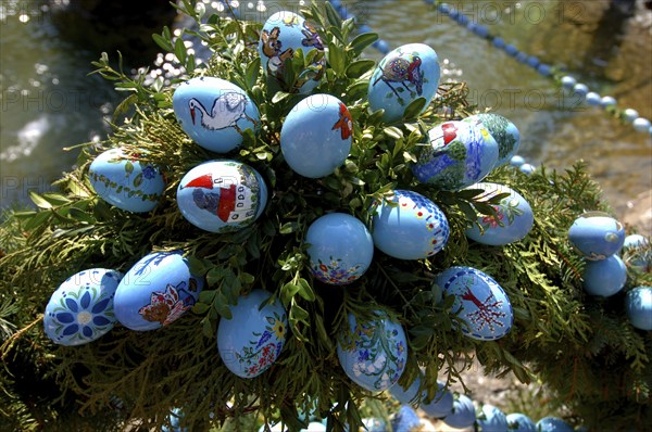 Easter custom, Easter fountain in Franconian Switzerland, detail, here in Bieberbach, district of