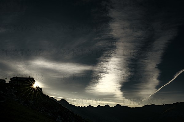 Carschina hut at sunrise, Tschagguns, Rätikon, Montafon, Vorarlberg, Austria, Europe