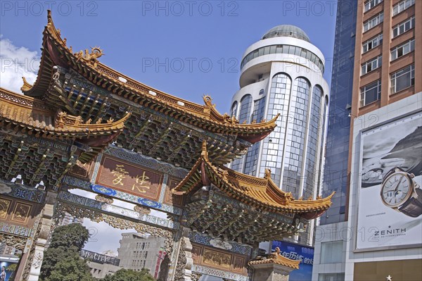 Old traditional Chinese town gate in the city center of Kunming, Yunnan province, China, Asia