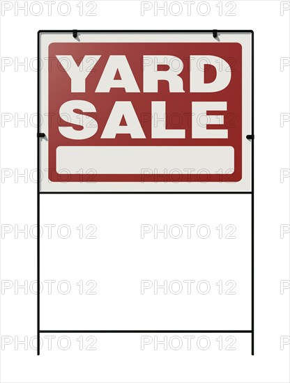 Yard sale real estate yard sign isolated on a white background