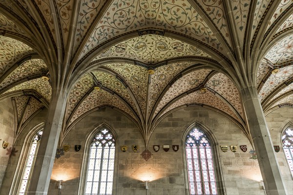 Interior view, summer refectory, Cistercian monastery Bebenhausen, Tübingen, Baden-Württemberg,