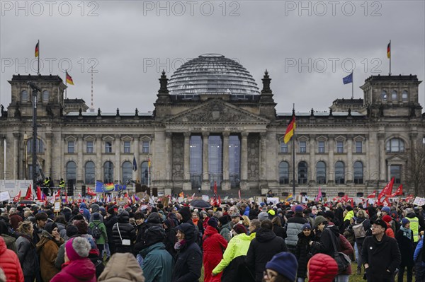 BERLIN, Germany, FEBRUARY 03: Demonstration at the Reichstag building under the motto 'We are the
