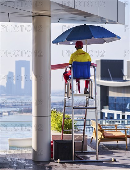 Lifeguard, lifeguard on chair, rooftop pool, swimming pool, Hotel NH Collection The Palm Jumeirah,
