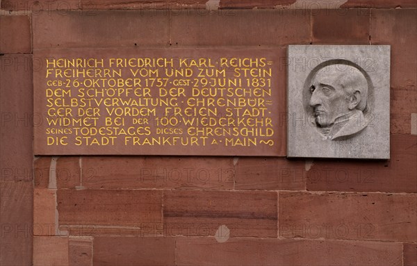Memorial plaque and relief for Heinrich Friedrich Karl Reichsfreiherr vom und zum Stein, St Paul's