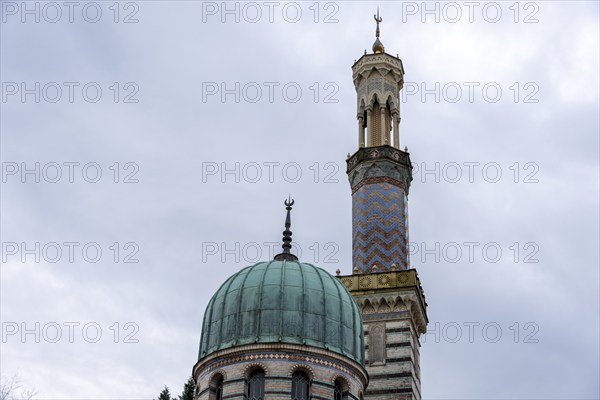 Steam Engine House, modelled on a mosque with minaret and dome, Potsdam, Brandenburg, Germany,