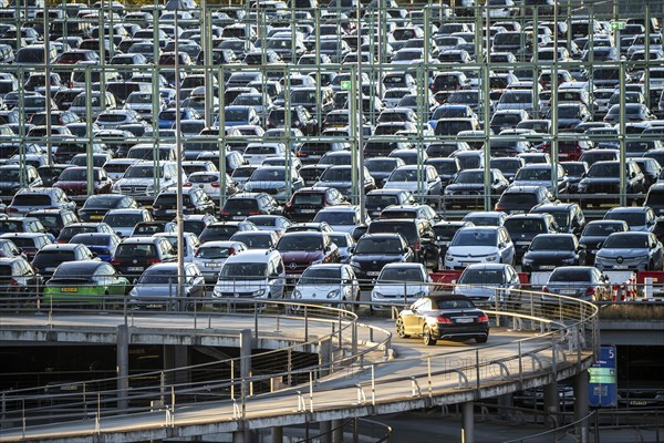 Full car park P2, at Cologne-Bonn Airport, North Rhine-Westphalia, Germany, Europe