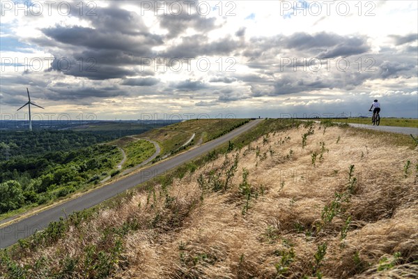 Hoheward spoil tip, spoil tip landscape, view to the west, wind power plant on the Hoppenbruch