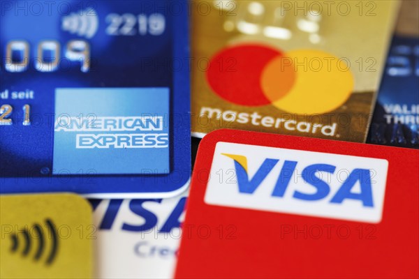 Credit cards from VISA, Mastercard and American Express in Stuttgart, Germany, Europe