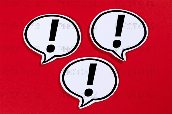 Exclamation mark Attention Symbol Caution Important Danger in speech bubbles Information