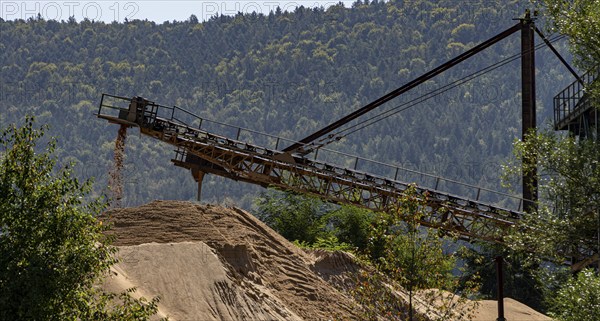 Old gravel and sand works on the River Main between Miltenberg and Freudenstadt, Bavaria, Germany,