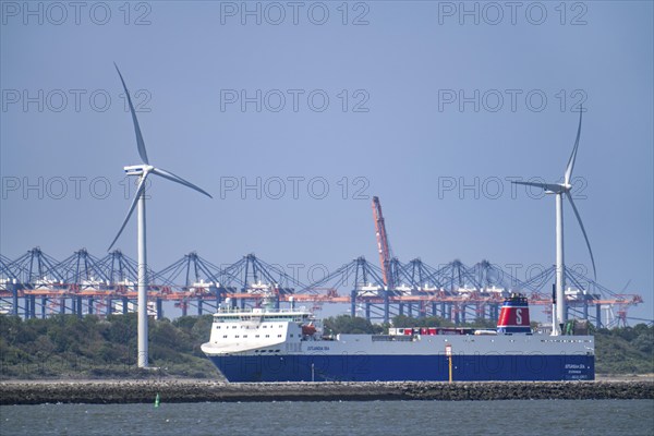 Roro ferry Jutlandia Sea, view from the Hoek van Holland to the harbour entrance to the Maasvlakt,