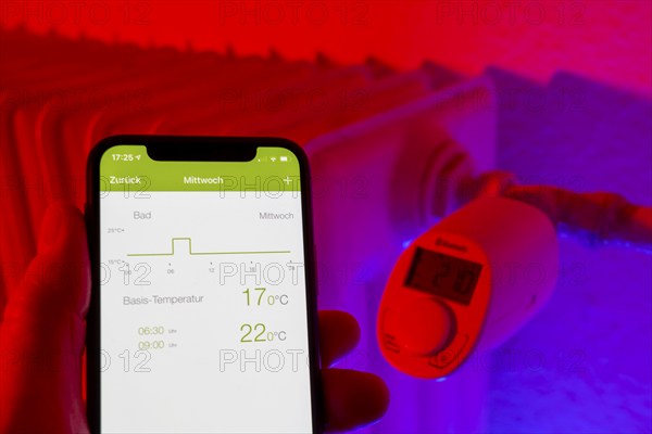 Smart Home application, control of heating, room temperature via Bluetooth, mobile phone,