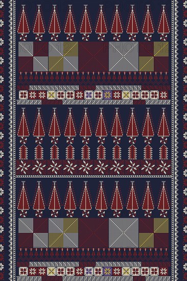Traditional Palestinian Tatreez, seamless pattern vector template