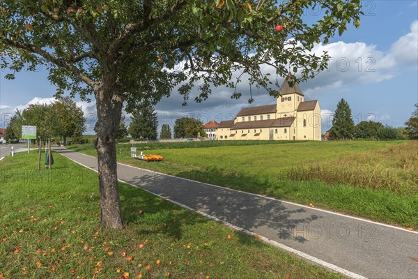 Oberzell, Reichenau Island, St. George's Parish Church, UNESCO World Heritage Site, pumpkin sale,