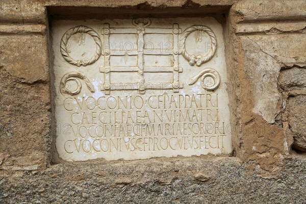 Columbarios Roman burial ground funerary mausoleums family memorial monument, Merida, Extremadura,