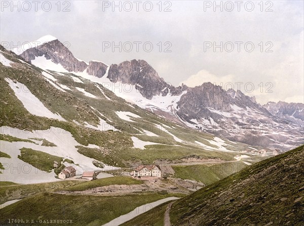 Furka Pass, Galenstock, general view, Bernese Oberland, Switzerland, Historic, digitally restored