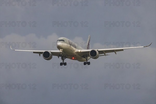 Aircraft approaching Zurich Airport. Registration: A7-ALP, Airbus A350-941, Qatar Airways. Zurich,